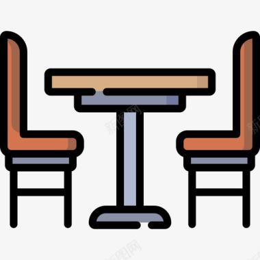 餐桌家具47线性颜色图标图标