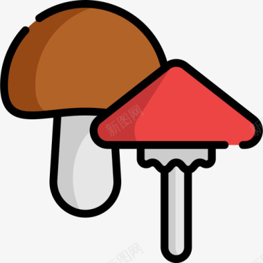 蘑菇感恩节19线形颜色图标图标