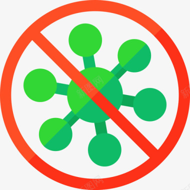 无病毒信号和禁令3平坦图标图标