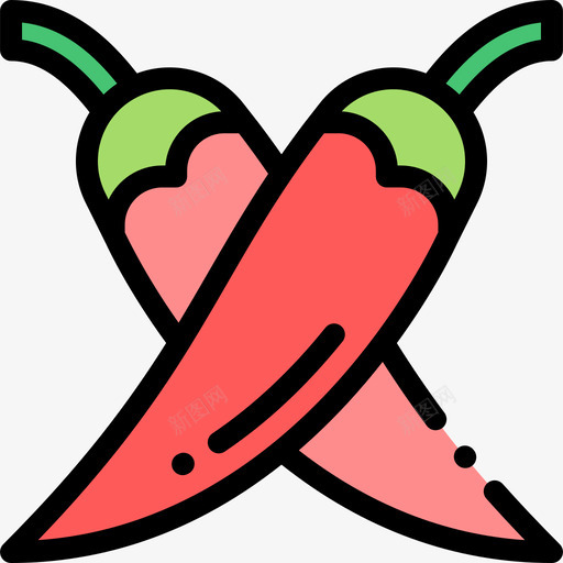 辣椒水果和蔬菜6线形颜色图标svg_新图网 https://ixintu.com 水果和蔬菜6 线形颜色 辣椒