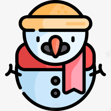 雪人冬季7线性颜色图标图标