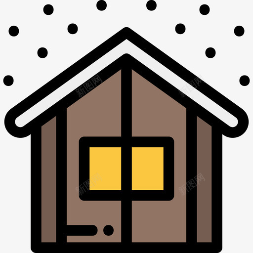 小屋冬季自然2线性颜色图标svg_新图网 https://ixintu.com 冬季自然2 小屋 线性颜色