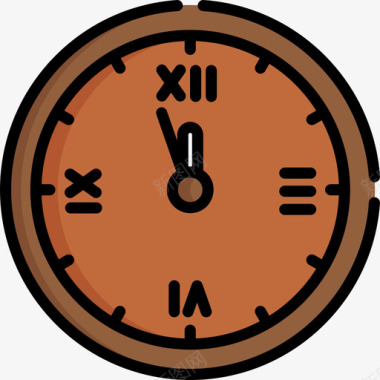 时钟新年9号线型颜色图标图标