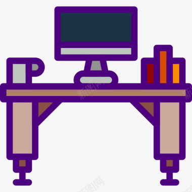 书桌家具户型线性颜色图标图标