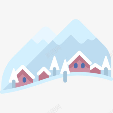 山地冬季小镇5平坦图标图标