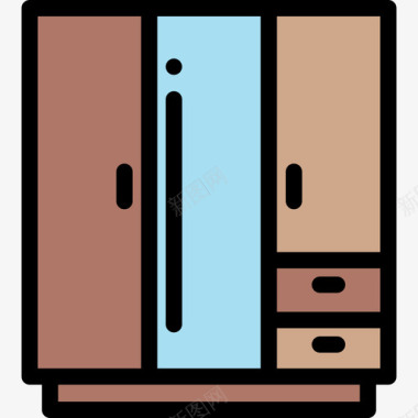 衣柜家具53线性颜色图标图标