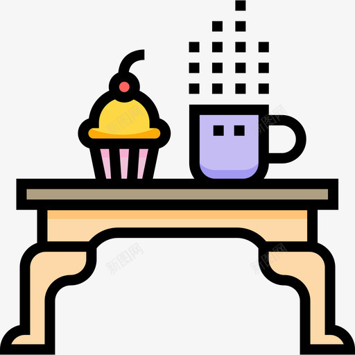 咖啡桌复古装饰6线性颜色图标svg_新图网 https://ixintu.com 咖啡桌 复古装饰6 线性颜色
