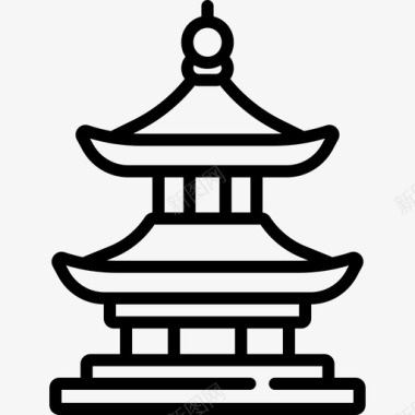 庙宇中国13直线图标图标