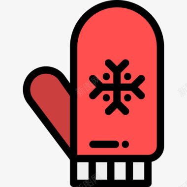 连指手套冬季运动11线性颜色图标图标