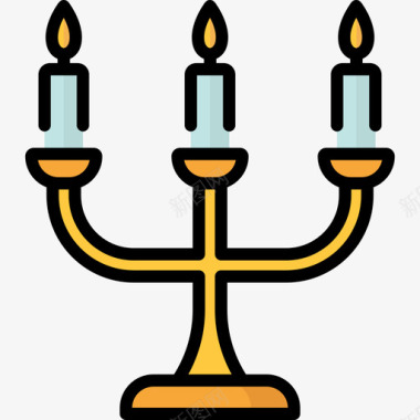 蜡烛55号婚礼线性颜色图标图标