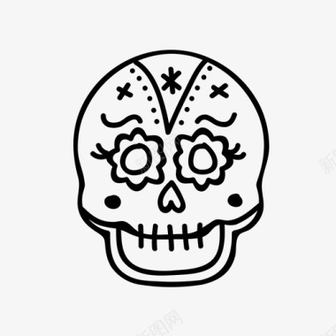嘉年华女性糖骷髅墨西哥派对图标图标