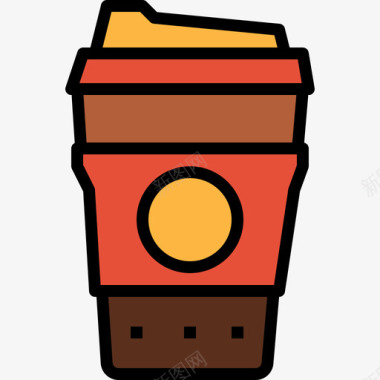 咖啡杯咖啡4线性颜色图标图标