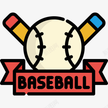徽章棒球2线颜色图标图标