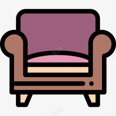 扶手椅家具53线性颜色图标图标