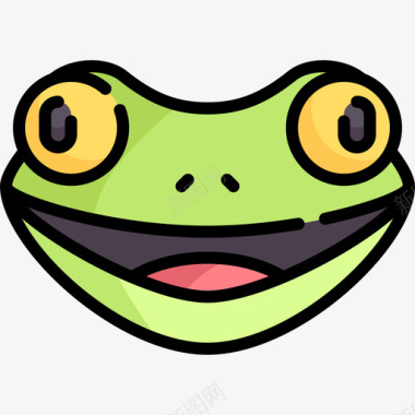 青蛙动物与自然2线性颜色图标图标