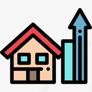 房屋房地产38线性颜色图标图标