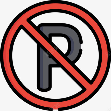 禁止停车信号灯3线性颜色图标图标
