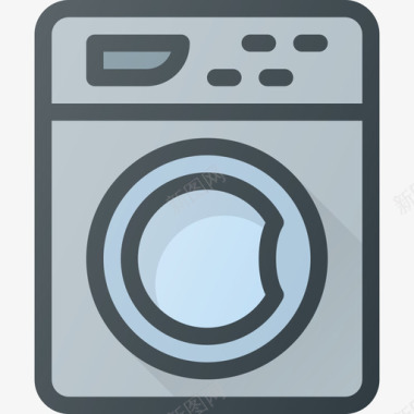 洗衣机清洁客房线性颜色图标图标
