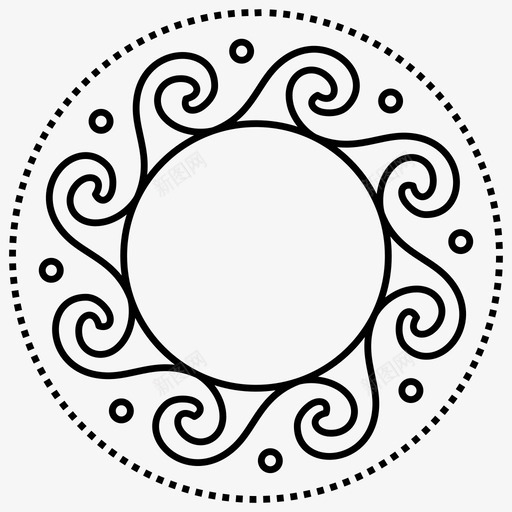 古希腊圆形图案装饰对称图标svg_新图网 https://ixintu.com 仿古边框 古希腊圆形图案 对称 波浪 装饰