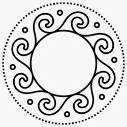 鲜花装饰边框古希腊圆形图案装饰对称图标高清图片