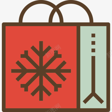 购物袋圣诞88线性颜色图标图标
