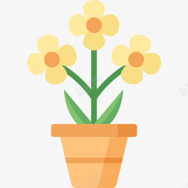 花卉室内植物平坦图标图标
