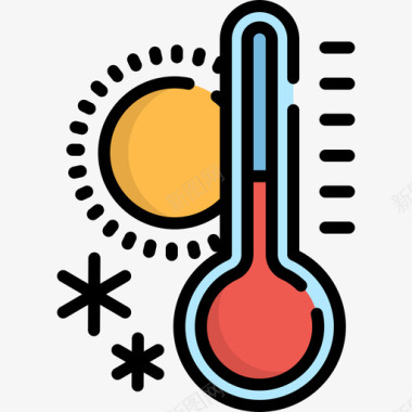温度旅游应用程序线性颜色图标图标