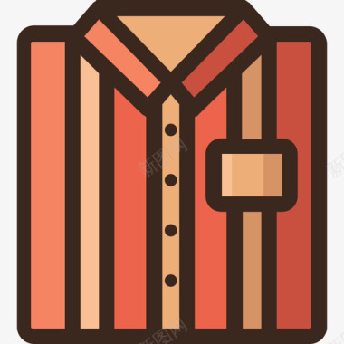 衬衫伐木工人线性颜色图标图标
