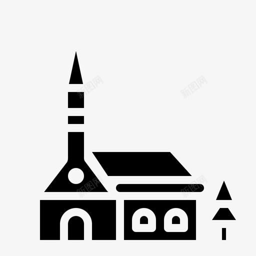 教堂建筑基督教图标svg_新图网 https://ixintu.com 圣诞节 基督 基督教 建筑 教堂