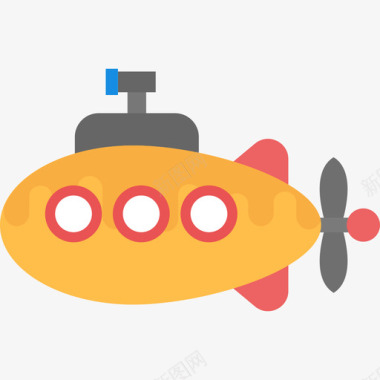 潜艇海洋生物12号扁平图标图标