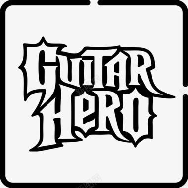 吉他英雄视频游戏标志3线性图标图标