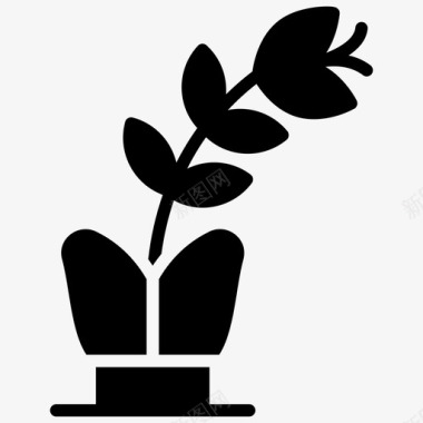 花盆装饰自然图标图标