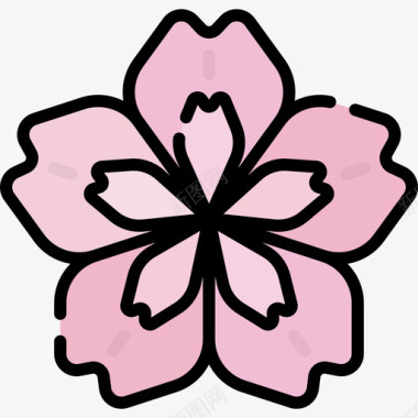 樱花日本22线形颜色图标图标