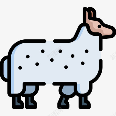 绵羊动物29线性颜色图标图标