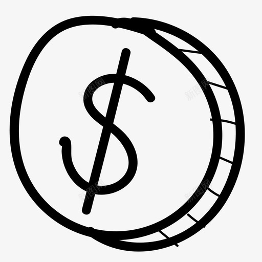 硬币美元手绘图标svg_新图网 https://ixintu.com 手绘 硬币 美元 钱