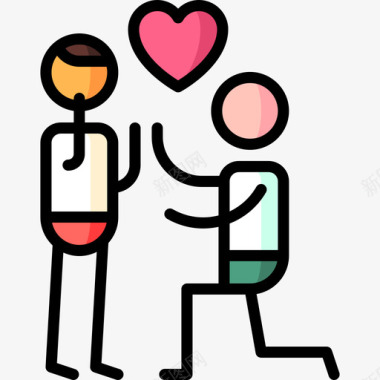 求婚情人节38线性颜色图标图标