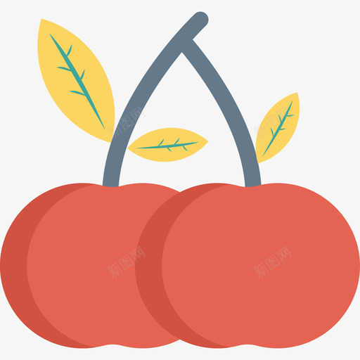 樱桃水果和蔬菜8扁平图标svg_新图网 https://ixintu.com 扁平 樱桃 水果和蔬菜8