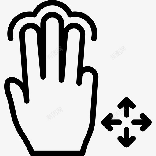 三个手指自由拖动触摸触摸手势轮廓v2图标svg_新图网 https://ixintu.com 三个手指自由拖动 触摸 触摸手势轮廓v2