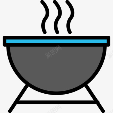 烤架户外活动9线性颜色图标图标