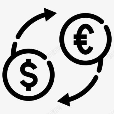 美元对欧元兑换货币交易图标图标