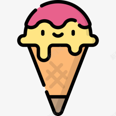 冰淇淋生日10线形颜色图标图标