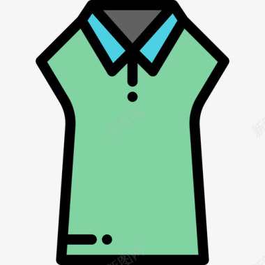 衬衫高尔夫9线性颜色图标图标