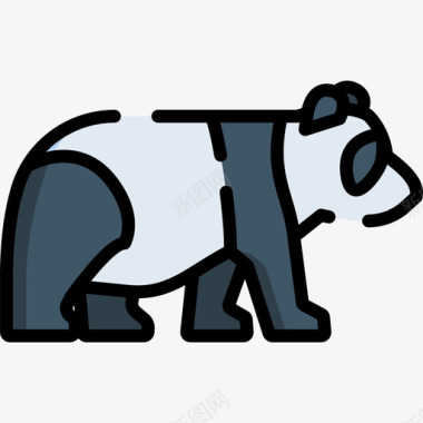 熊猫熊动物29线性颜色图标图标