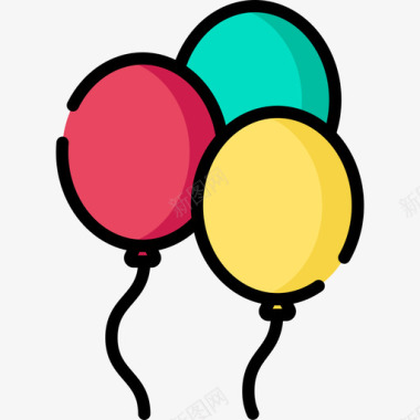 气球51岁生日线性颜色图标图标