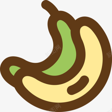 香蕉果蔬2线形颜色图标图标