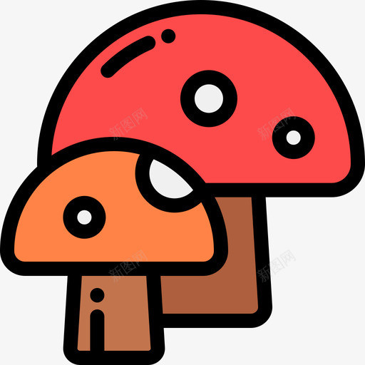 蘑菇野生动物16线形颜色图标svg_新图网 https://ixintu.com 线形颜色 蘑菇 野生动物16