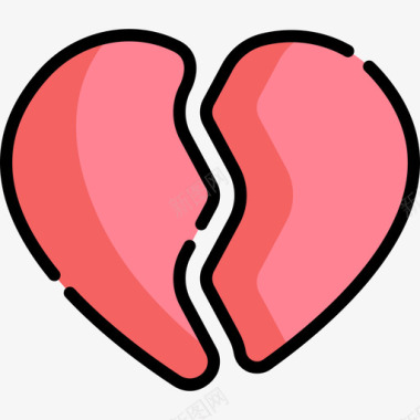 心碎情人节42线性颜色图标图标