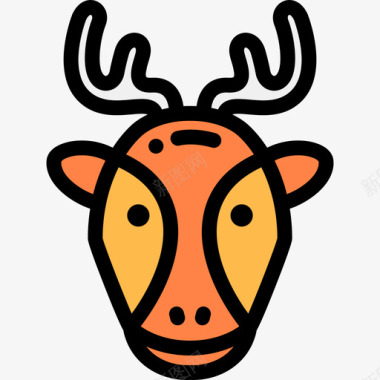 鹿野生动物16线形颜色图标图标