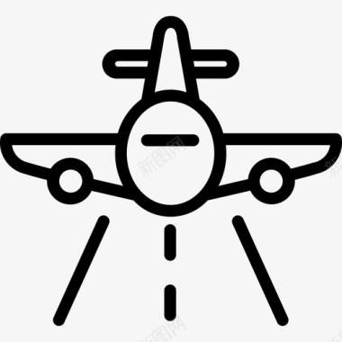 飞机24号机场直线型图标图标