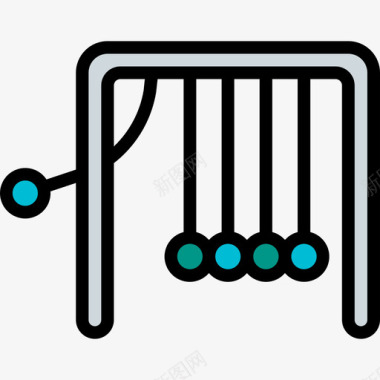 牛顿摇篮能量与能量5线性颜色图标图标